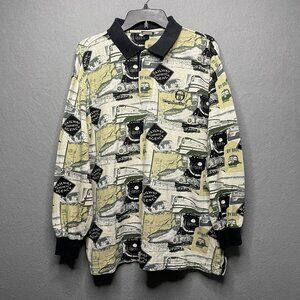Vintage Y2K Sergio Tacchini Railway Express All Over Graphic Pullover Shirt M